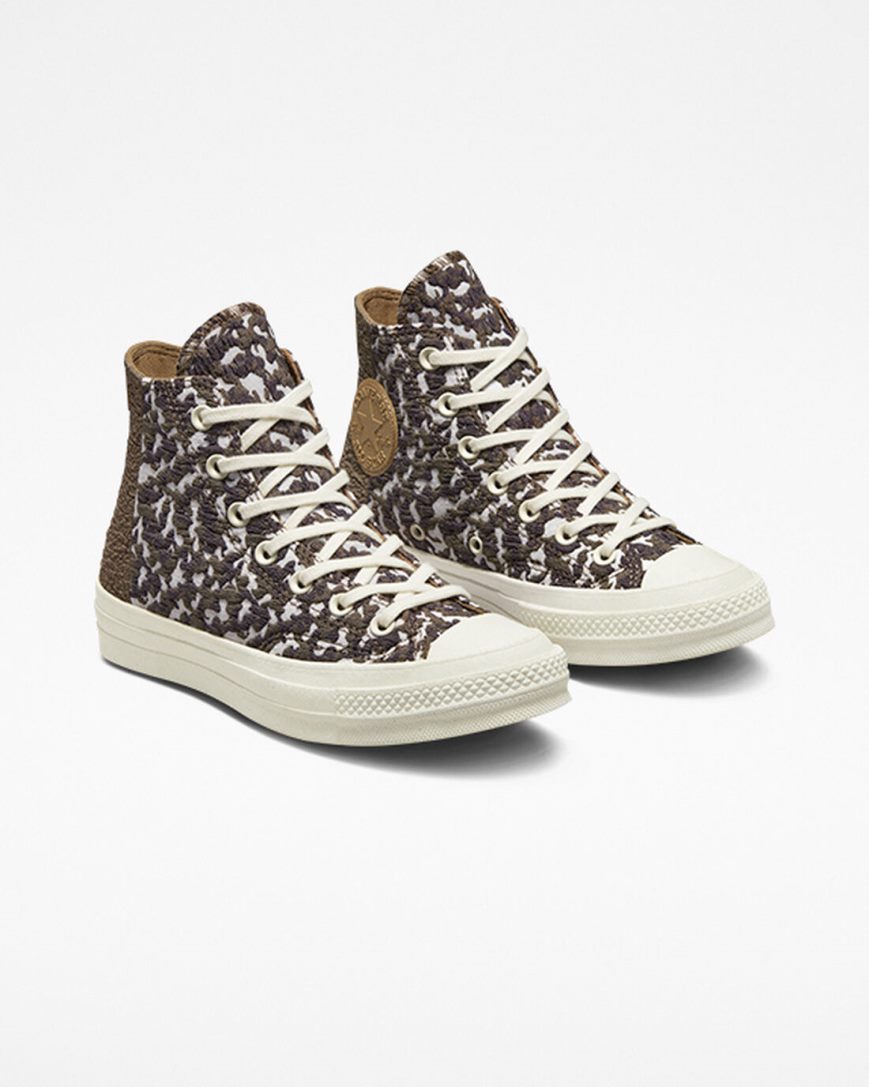 Dámské Boty Vysoké Converse Chuck 70 Split Upper Jacquard Camo Hnědé Tmavě | CZ LJXF68